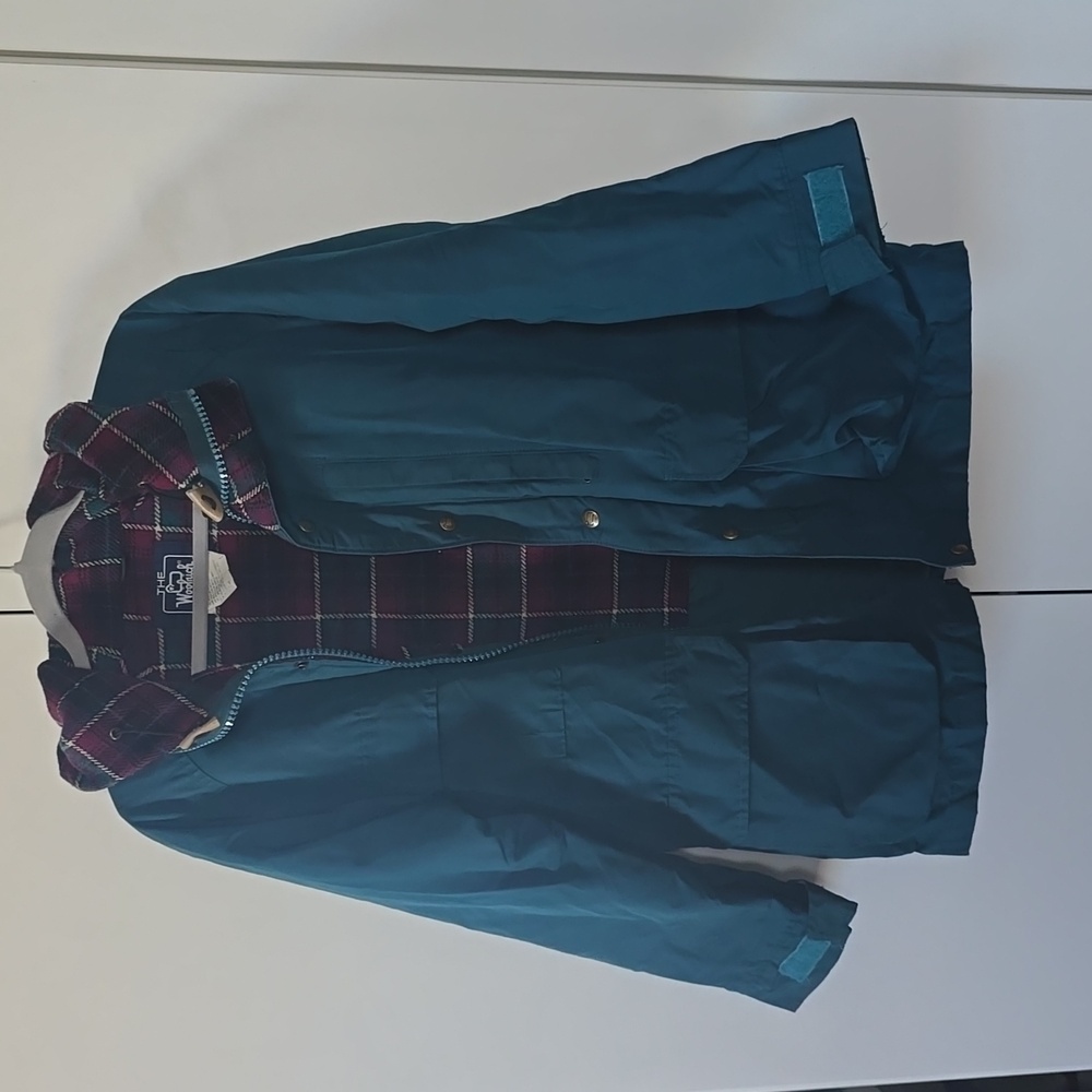 Woolrich Men's Blue Raincoat with Plaid Lining